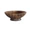 Hello Honey® 9.5" Burnt Finish Hand-Carved Mango Wood Footed Bowl with Scalloped Edge